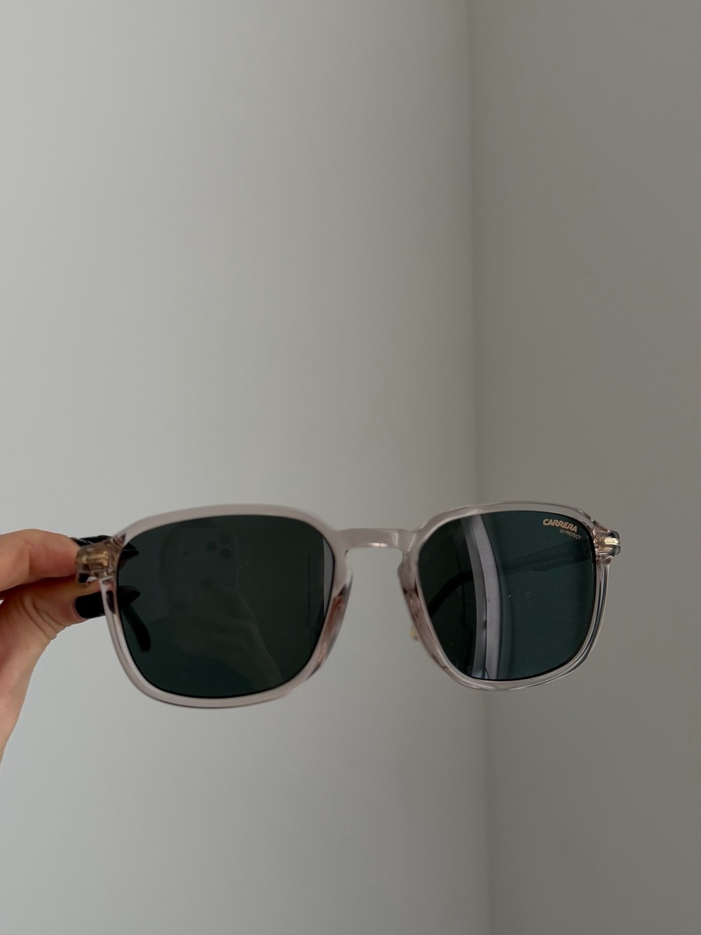 Carrera Clear/Transparent Frame Sunglasses with Dark Green Lenses